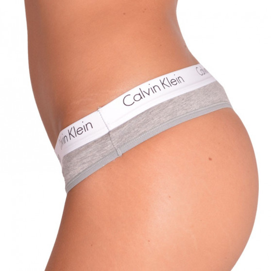 2PACK γυναικείο στρινγκ Calvin Klein γκρι (QD3583E-020)