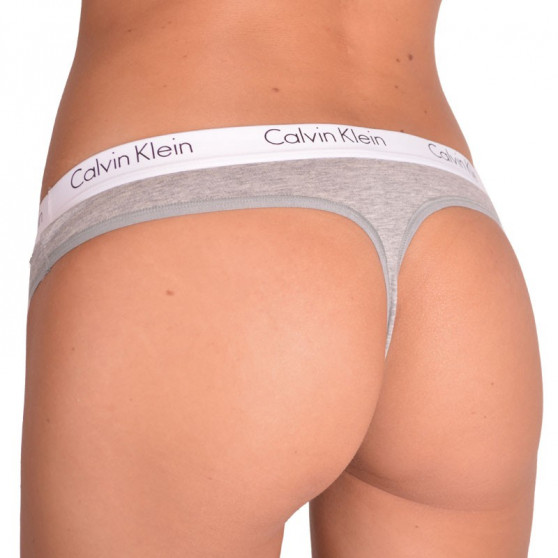 2PACK γυναικείο στρινγκ Calvin Klein γκρι (QD3583E-020)