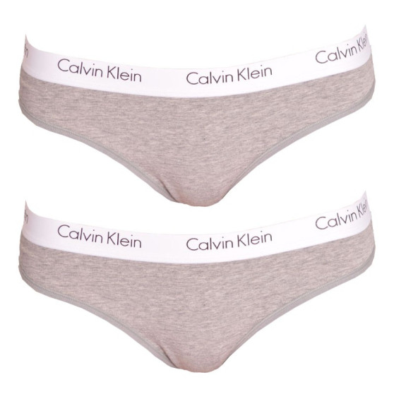 2PACK γυναικείο στρινγκ Calvin Klein γκρι (QD3583E-020)