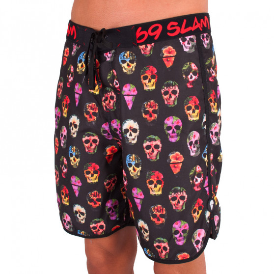 Ανδρικά μαγιό 69SLAM Short Boardshort Medium hibiscus skull black