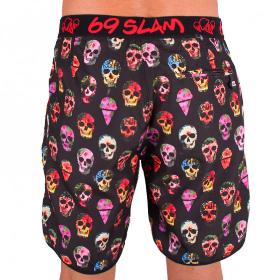 Ανδρικά μαγιό 69SLAM Short Boardshort Medium hibiscus skull black