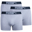 3PACK ανδρικό σορτς μποξεράκι Puma γκρι (681030001 032)