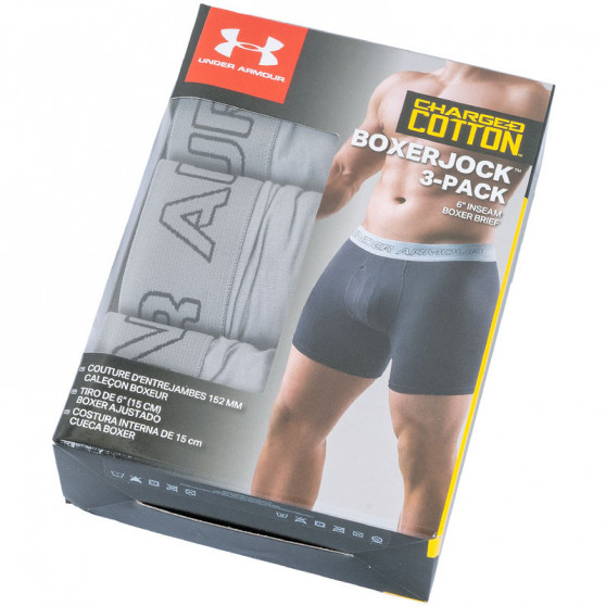 3PACK ανδρικό σορτς μποξεράκι Under Armour γκρι (1277279 039)