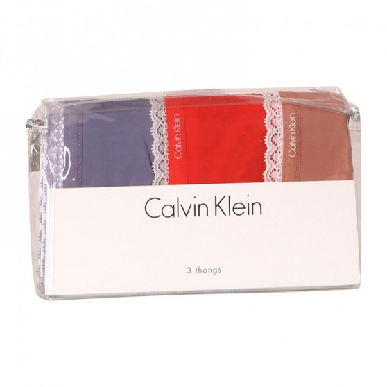 3PACK γυναικείο στρινγκ Calvin Klein πολύχρωμο (QD3802E-147)