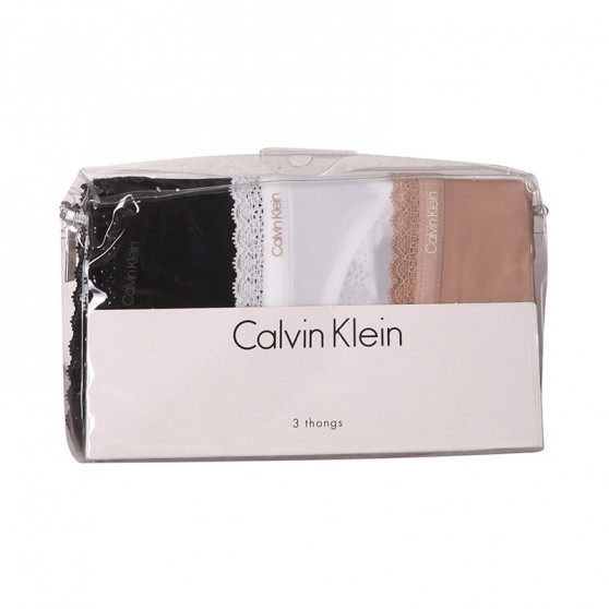 3PACK γυναικείο στρινγκ Calvin Klein πολύχρωμο (QD3802E-FIY)