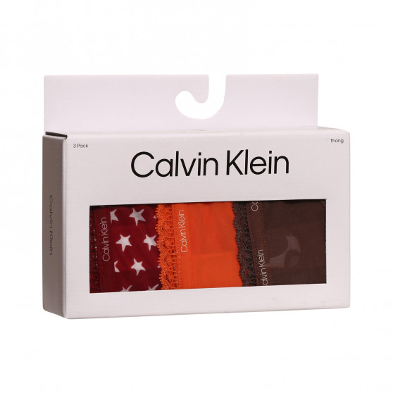 3PACK γυναικείο στρινγκ Calvin Klein πολύχρωμο (QD3802E-65K)