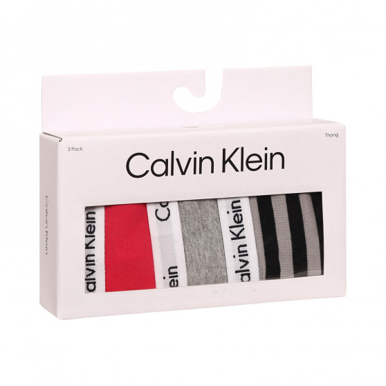 3PACK γυναικείο στρινγκ Calvin Klein oversized πολύχρωμο (QD3800E-658)