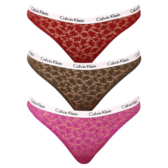 3PACK Γυναικεία βραζιλιάνικα εσώρουχα Calvin Klein πολύχρωμα (QD3925E-6VY)