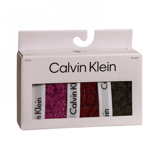 3PACK Γυναικεία βραζιλιάνικα εσώρουχα Calvin Klein πολύχρωμα (QD3925E-6VY)