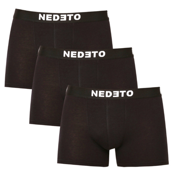 3PACK ανδρικό σορτς μποξεράκι Nedeto μαύρο (3NDTB001-brand)