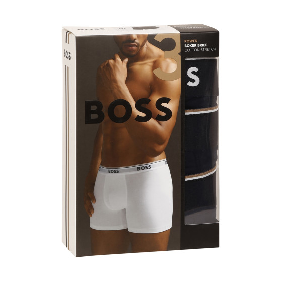 3PACK ανδρικό σορτς μποξεράκι BOSS σκούρο μπλε (50475282 480)