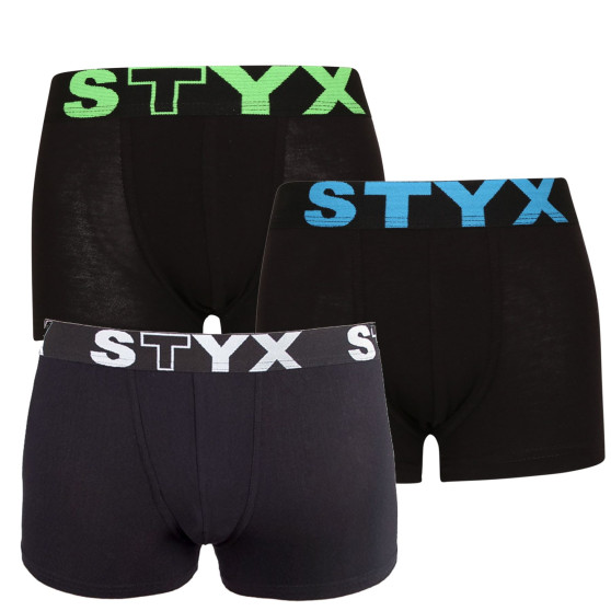 3PACK παιδικό σορτσάκι μποξεράκι Styx αθλητικό ελαστικό μαύρο (3GJ96012)