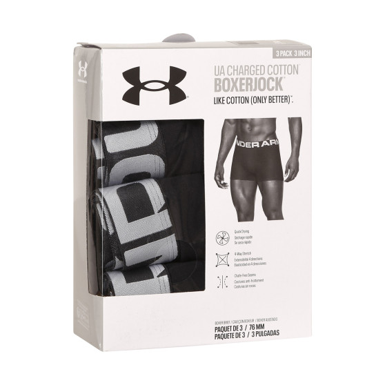 3PACK ανδρικό σορτς μποξεράκι Under Armour μαύρο (1363616 001)