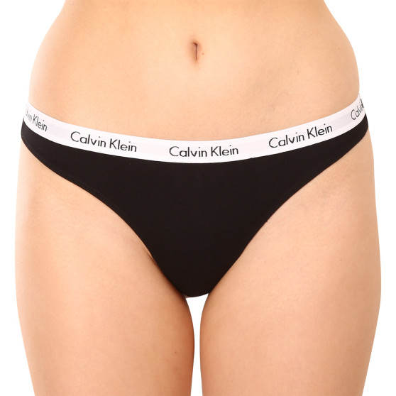 3PACK γυναικείο στρινγκ Calvin Klein μαύρο (QD3587E-001)