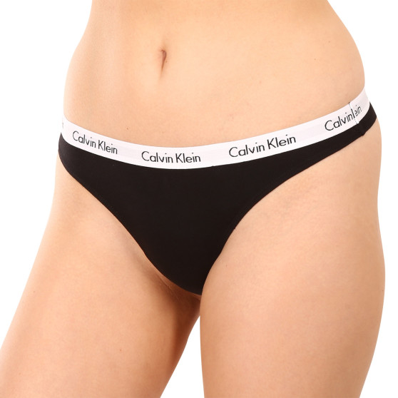 3PACK γυναικείο στρινγκ Calvin Klein μαύρο (QD3587E-001)