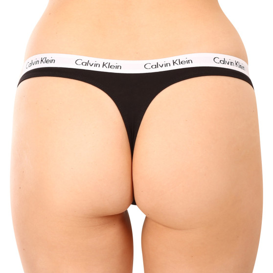 3PACK γυναικείο στρινγκ Calvin Klein μαύρο (QD3587E-001)