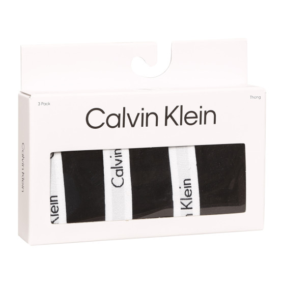 3PACK γυναικείο στρινγκ Calvin Klein μαύρο (QD3587E-001)