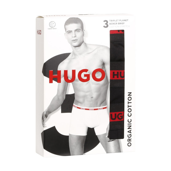 3PACK ανδρικό σορτς μποξεράκι HUGO μαύρο (50496713 002)