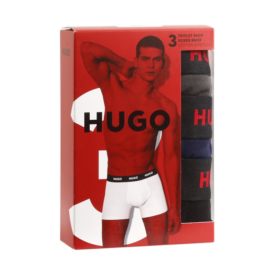 3PACK ανδρικό σορτς μποξεράκι HUGO πολύχρωμο (50503079 413)