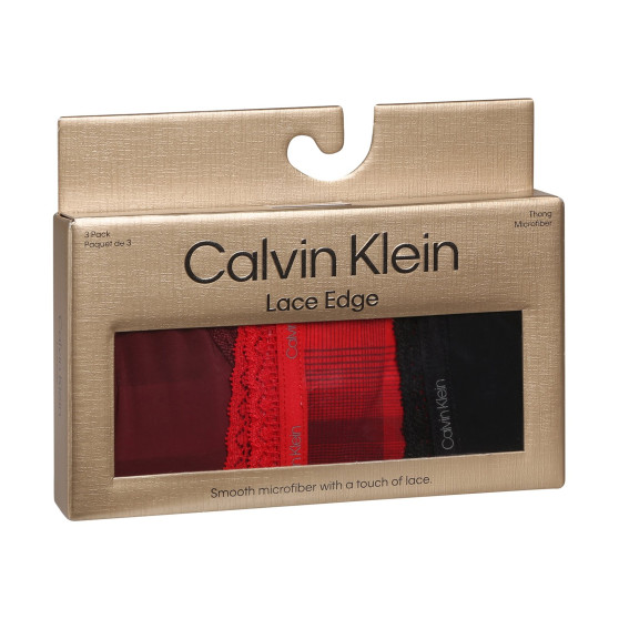 3PACK γυναικείο στρινγκ Calvin Klein πολύχρωμο (QD5151E-I24)