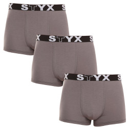 3PACK ανδρικό σορτς μποξεράκι Styx sport ελαστικό σκούρο γκρι (3G1063)