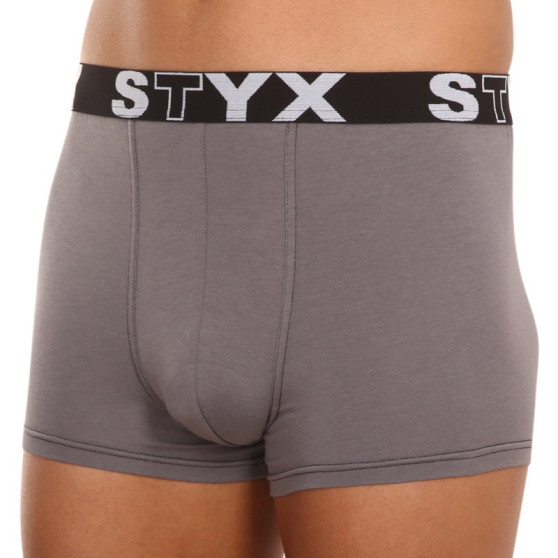 3PACK ανδρικό σορτς μποξεράκι Styx sport ελαστικό σκούρο γκρι (3G1063)