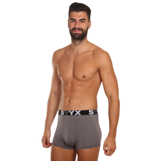 3PACK ανδρικό σορτς μποξεράκι Styx sport ελαστικό σκούρο γκρι (3G1063)