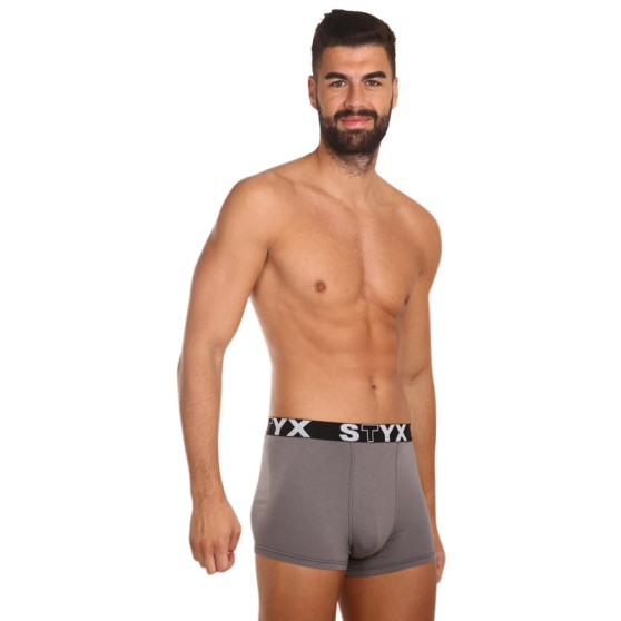 3PACK ανδρικό σορτς μποξεράκι Styx sport ελαστικό σκούρο γκρι (3G1063)