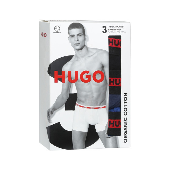 3PACK ανδρικό σορτς μποξεράκι HUGO πολύχρωμο (50496713 420)