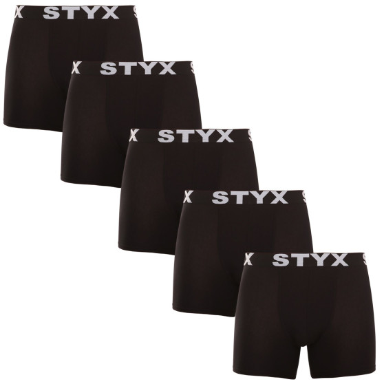 5PACK ανδρικό σορτς μποξεράκι Styx μακρύ αθλητικό ελαστικό μαύρο (5U960)