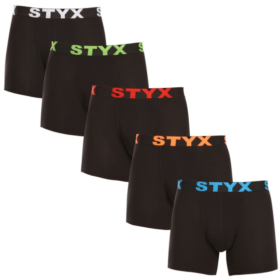 5PACK ανδρικό σορτς μποξεράκι Styx μακρύ αθλητικό ελαστικό μαύρο (5U9602)