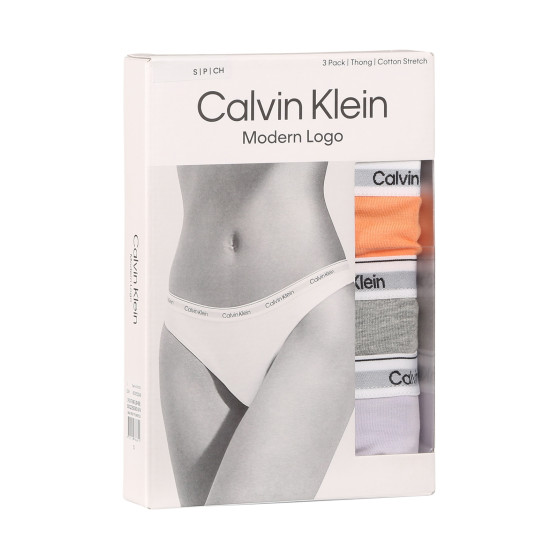 3PACK γυναικείο στρινγκ Calvin Klein πολύχρωμο (QD5209E-NPA)