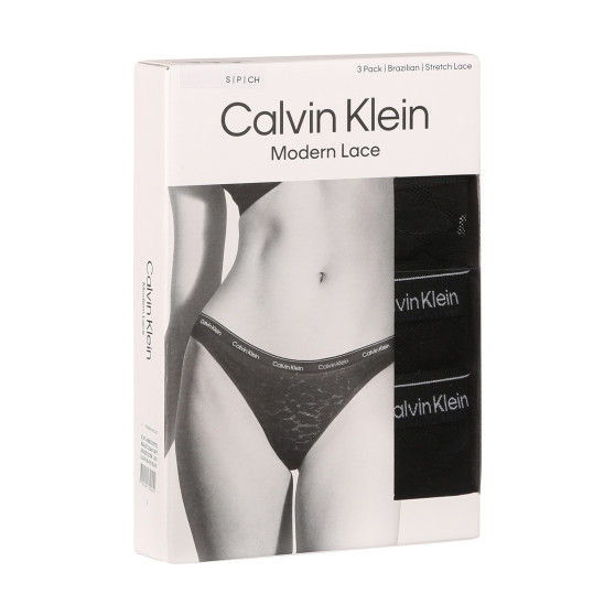 3PACK γυναικεία βραζιλιάνικα εσώρουχα Calvin Klein μαύρο (QD5225E-UB1)