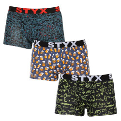 3PACK ανδρικό σορτς μποξεράκι Styx art sports λάστιχο πολύχρωμο (3G12672/2)