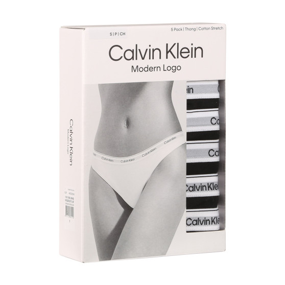 5PACK γυναικείο στρινγκ Calvin Klein μαύρο (QD5221E-UB1)