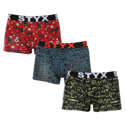 3PACK ανδρικό σορτς μποξεράκι Styx art sports λάστιχο πολύχρωμο (3G12612)