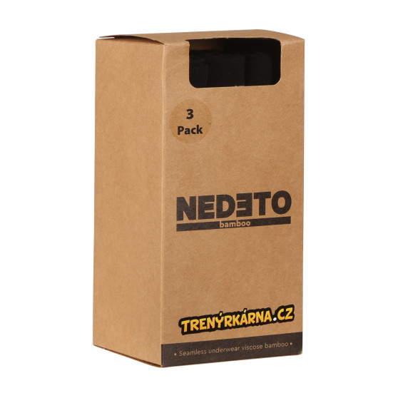 3PACK ανδρικό σορτς μποξεράκι Nedeto χωρίς ραφή μπαμπού μαύρο (3NDTB001S)