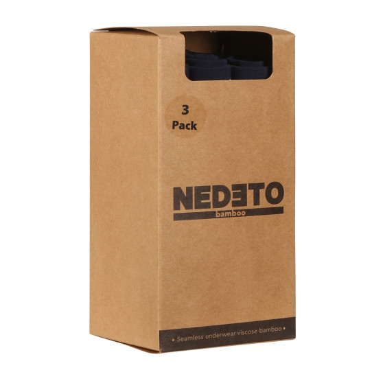 3PACK ανδρικό σορτς μποξεράκι Nedeto seamless bamboo μπλε (3NDTB002S)