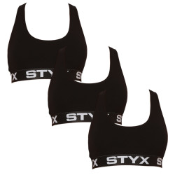 3PACK γυναικείο σουτιέν Styx sport μαύρο (3IP0960)