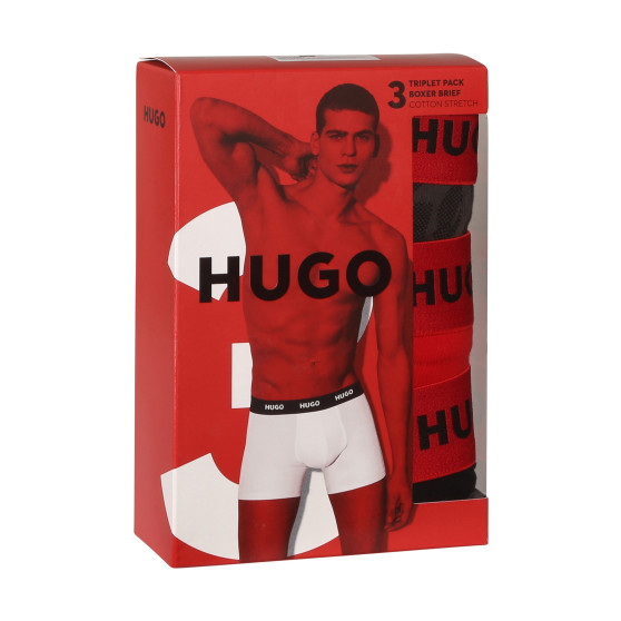 3PACK ανδρικό σορτς μποξεράκι HUGO πολύχρωμο (50510192 025)