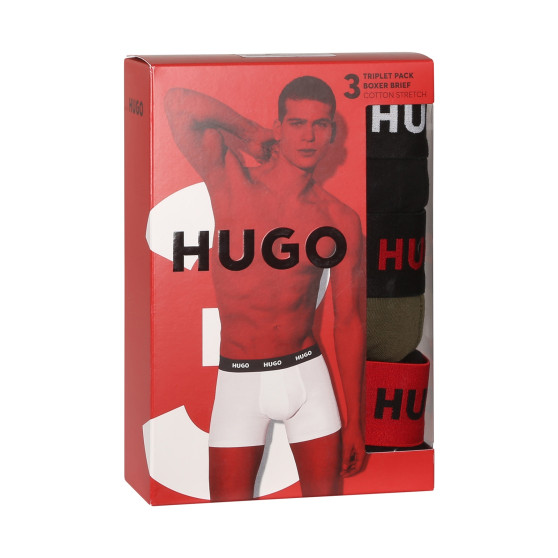 3PACK ανδρικό σορτς μποξεράκι HUGO πολύχρωμο (50503079 972)