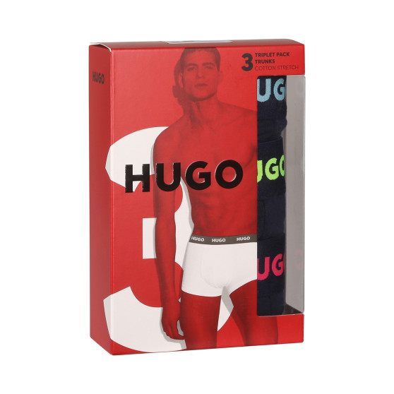 3PACK ανδρικό σορτς μποξεράκι HUGO πολύχρωμο (50469766 414)