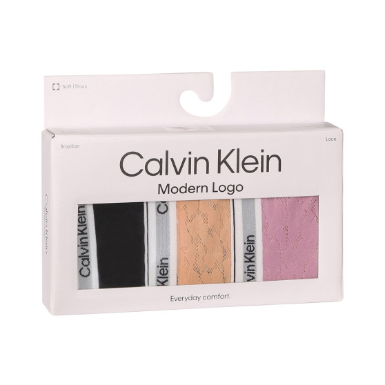 3PACK Γυναικείο βραζιλιάνικο εσώρουχο Calvin Klein πολύχρωμο (QD5068E-GP9)