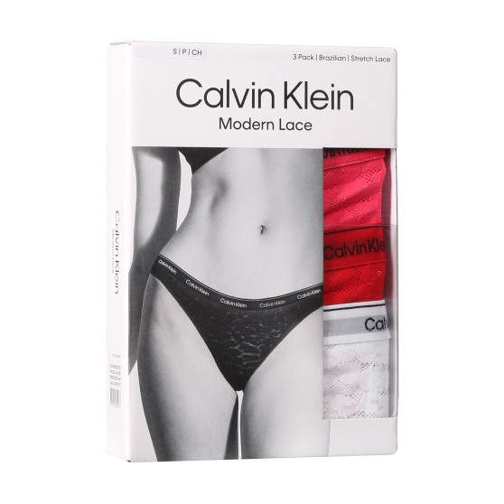 3PACK Γυναικείο βραζιλιάνικο εσώρουχο Calvin Klein πολύχρωμο (QD5225E-NPC)