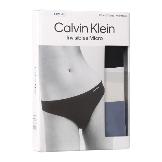 3PACK γυναικείο στρινγκ Calvin Klein χωρίς ραφή πολύχρωμο (QD3558E-NP0)