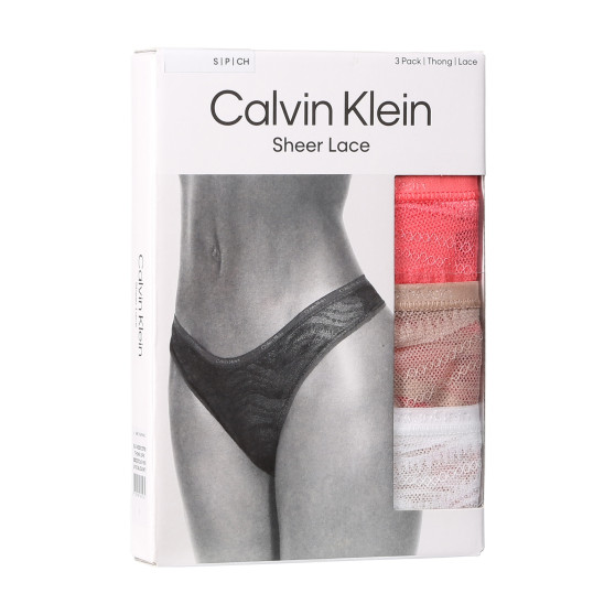 3PACK γυναικείο στρινγκ Calvin Klein πολύχρωμο (QD5216E-NOX)