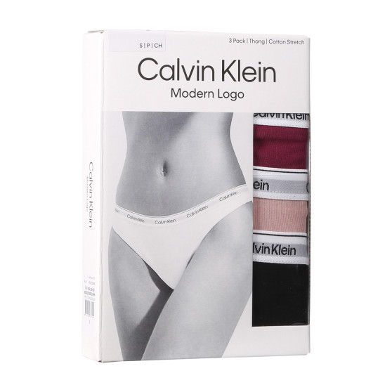 3PACK γυναικείο στρινγκ Calvin Klein πολύχρωμο (QD5209E-NP6)