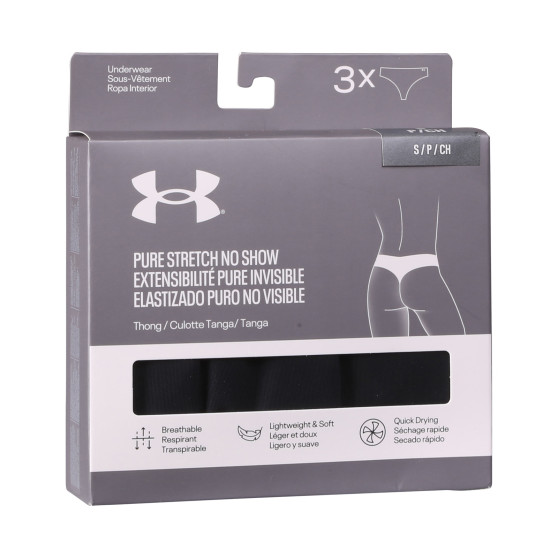 3PACK γυναικείο στρινγκ Under Armour μαύρο (1383893 001)