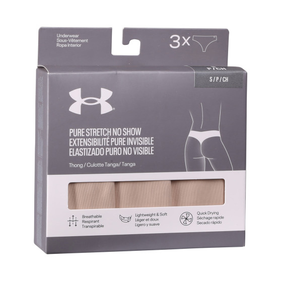 3PACK γυναικείο στρινγκ Under Armour μπεζ (1383893 500)