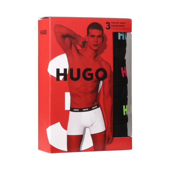 3PACK ανδρικό σορτς μποξεράκι HUGO μαύρο (50503079 971)